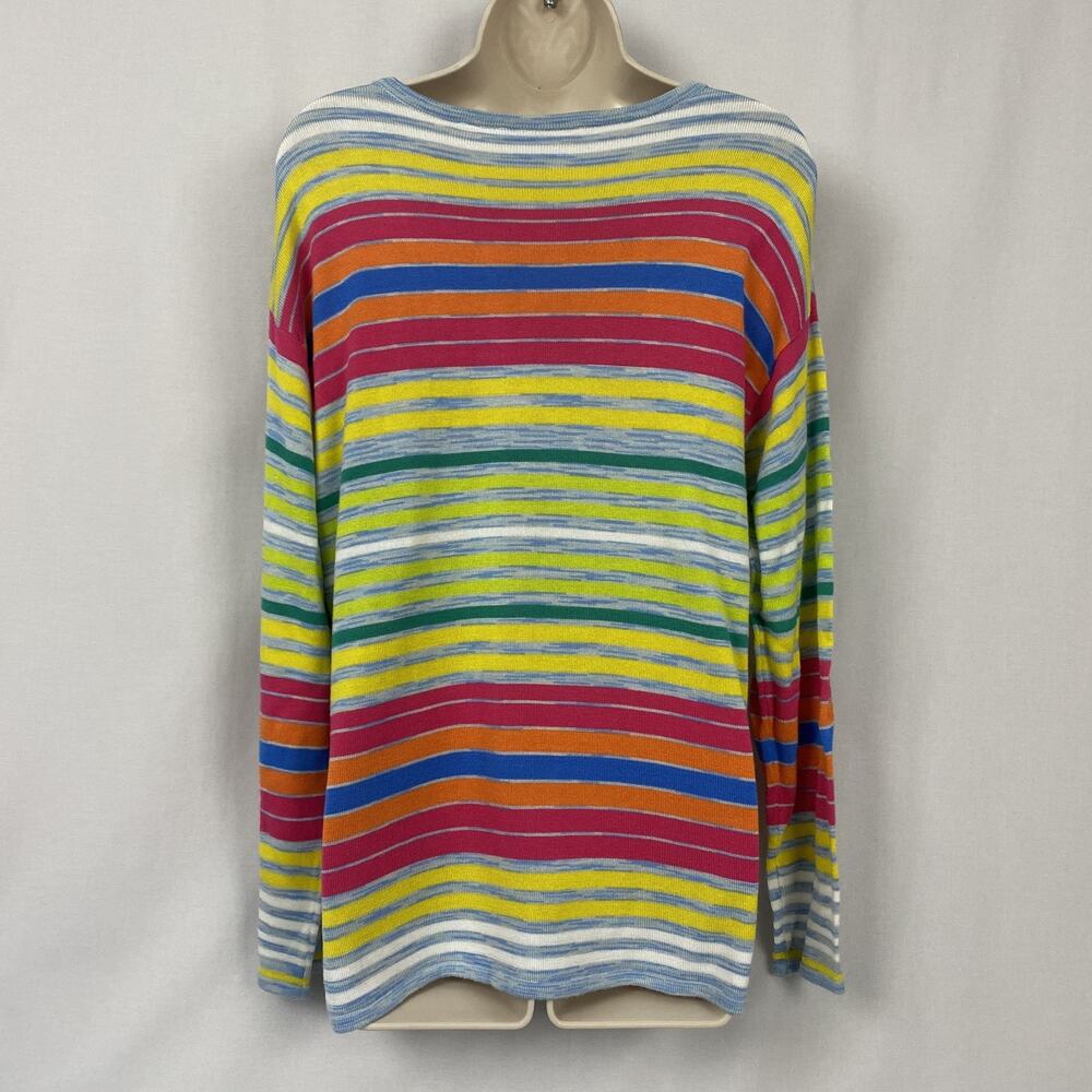 Soft Surroundings Sweater Womens Petite Large Rainbow Stripe Boat Neck Knit - Picture 5 of 10